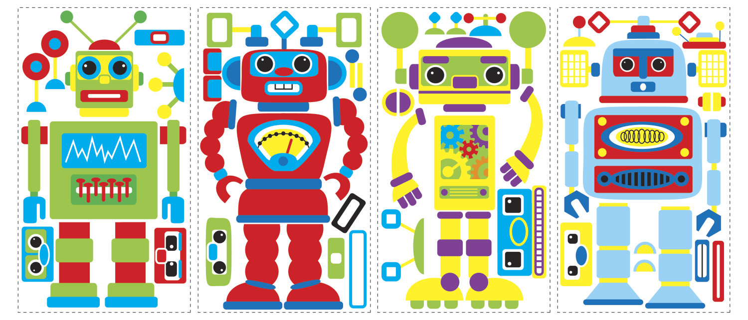 Poza Sticker BUILD YOUR OWN ROBOT | 4 colite de 25,4 cm x 45,7 cm