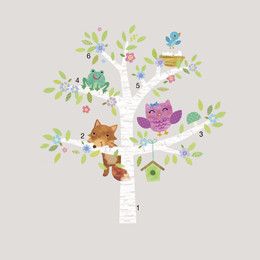 Stickere gigant WOODLAND BABY Birch Tree | RMK2777GM