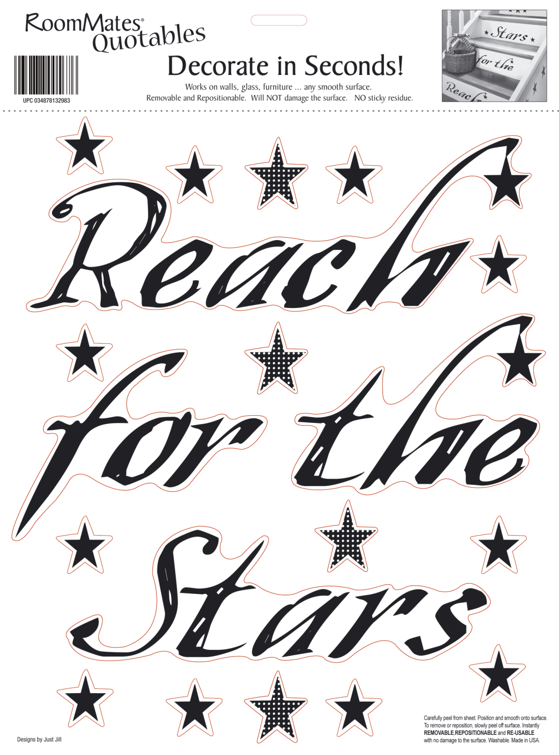 Poza Sticker citate REACH for the STARS | 1 colita de 25,4 cm x 33,02 cm
