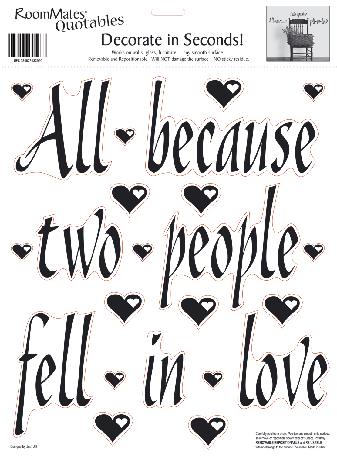 Poza Sticker ALL BECAUSE 2 PEOPLE FELL in LOVE | 24,8 cm x 33 cm