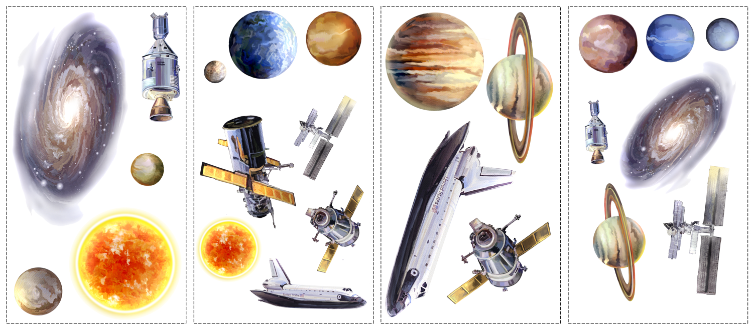 Sticker SPACE TRAVEL | 4 colite de 25,4 cm x 45,7 cm ka-international.ro
