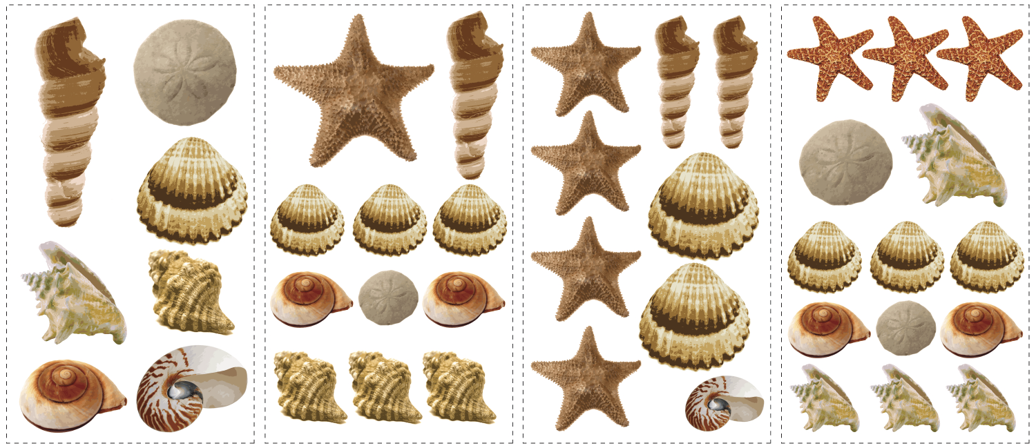 Sticker decorativ SEA SHELLS | 4 colite de 25,4 cm x 45,7 cm ka-international.ro
