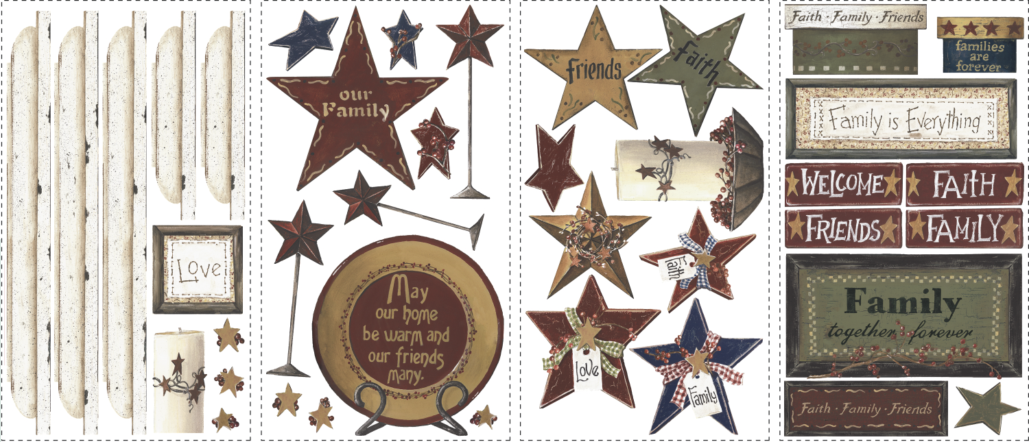 Sticker decorativ FAMILY & FRIENDS | 4 colite de 25,4 cm x 45,7 cm ka-international.ro