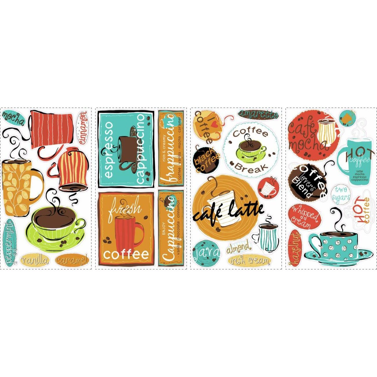Sticker decorativ CAFE | 4 colite de 25,4 cm x 45,7 cm ka-international.ro