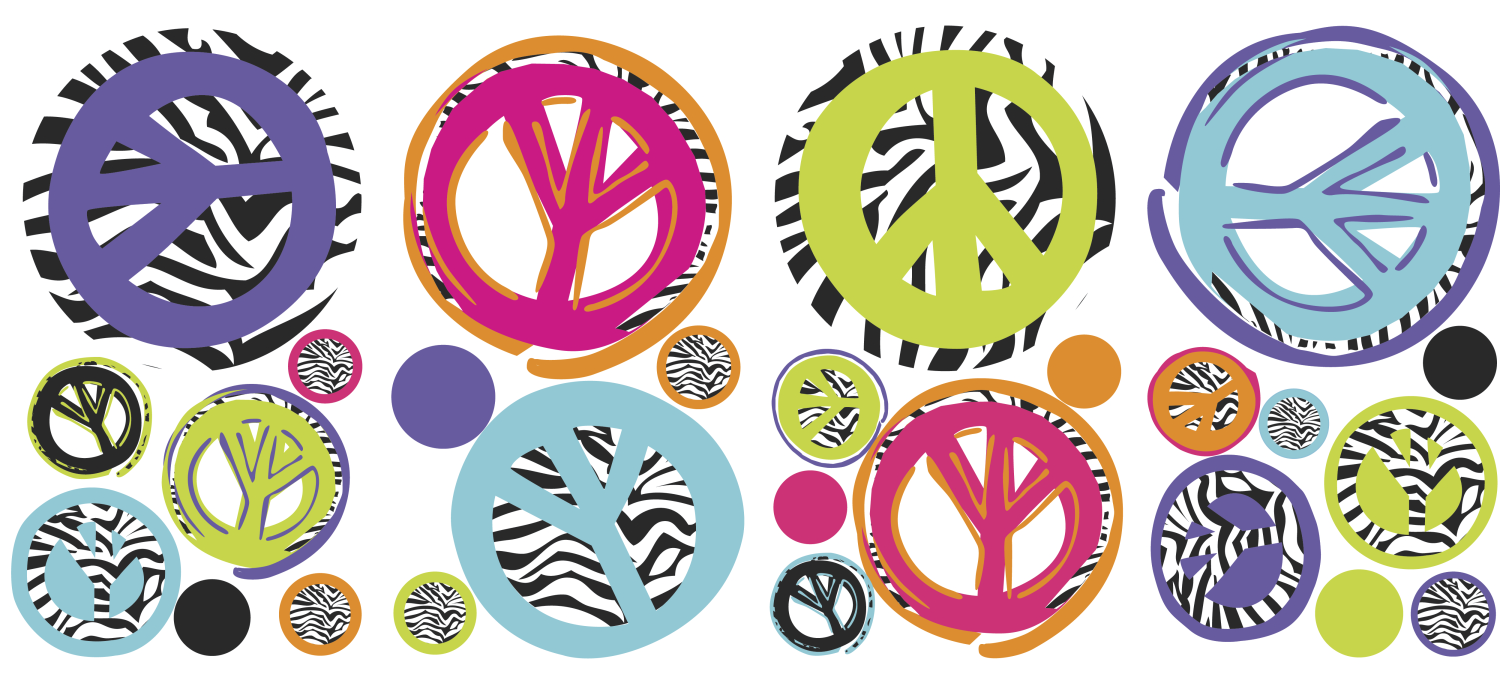 Sticker ZEBRA PEACE SIGNS | 4 colite de 25,4 cm x 45,7 cm ka-international.ro