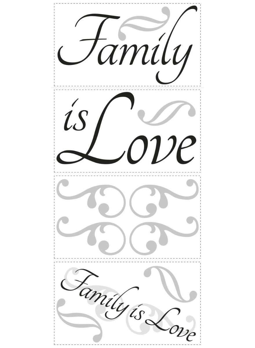 Sticker inspirational FAMILY IS LOVE | 4 colite de 25,4 cm x 45,7 cm ka-international.ro