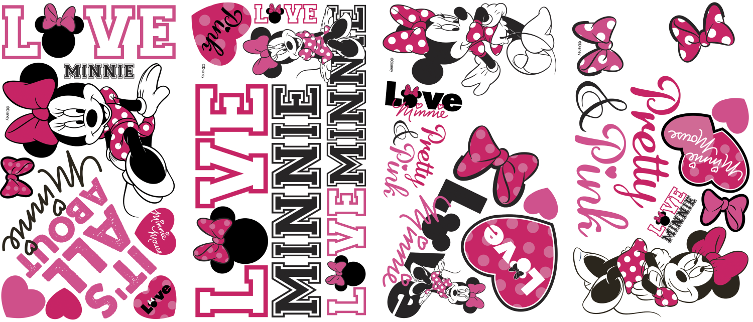 Sticker MINNIE LOVES PINK | 4 colite de 25,4 cm x 45,7 cm ka-international.ro