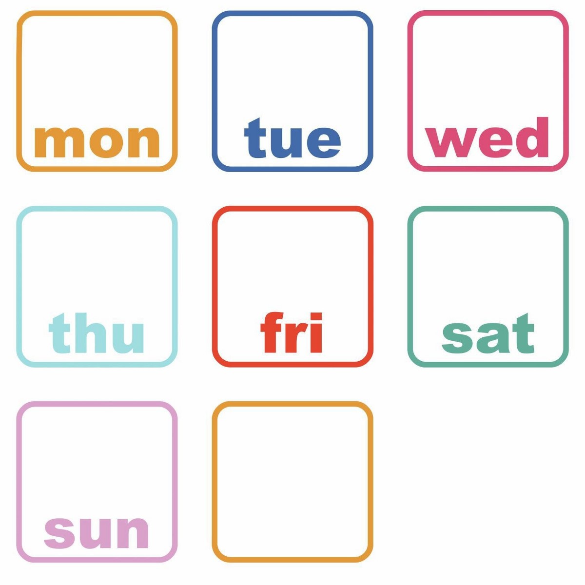Table de scris Days of the Week Planner | 4 colite de 25,4 cm x 45,7 cm ka-international.ro